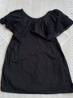 Girls Black Flutter Sleeve Top - Classic Casual